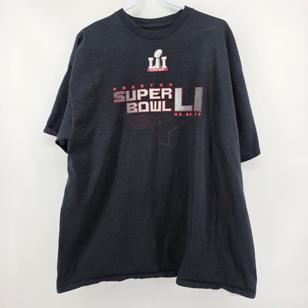 NFL Super Bowl LI T-Shirt Mens 2XL Black Patriots vs Falcons 2017 Graphic Tee
